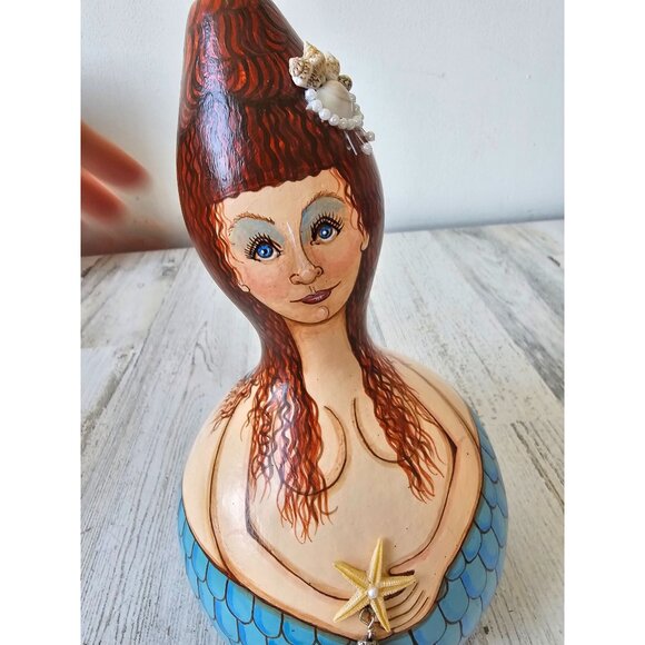 Vintage rowe large mermaid seahorse gourd Nautica shell unique - Picture 5 of 8